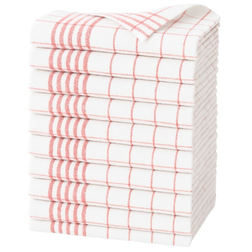 Bavlněná kuchyňská utěrka červené káro 50 × 70 cm 10 ks