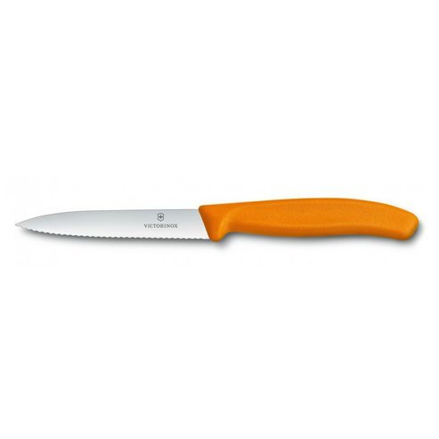 Kuchyňský nůž Victorinox vlnitý špičatý oranžový