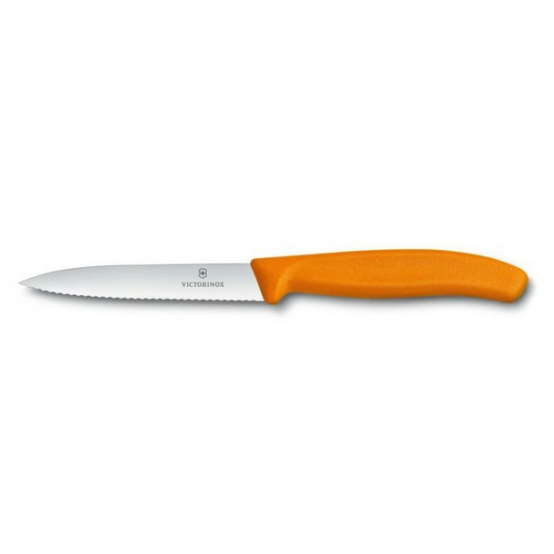 Kuchyňský nůž Victorinox vlnitý špičatý oranžový