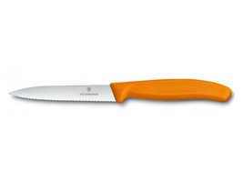 Kuchyňský nůž Victorinox vlnitý špičatý oranžový