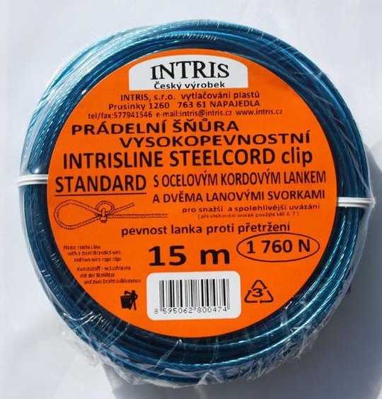 Intris Standard Šňůra na prádlo s ocelovým lankem PVC potah 15 m