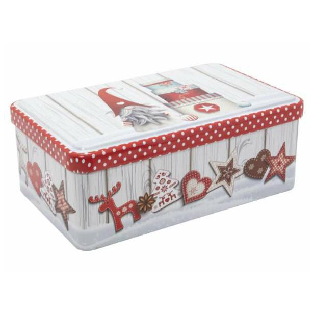 Vánoční plechová dóza SKŘÍTEK 18×11×7 cm