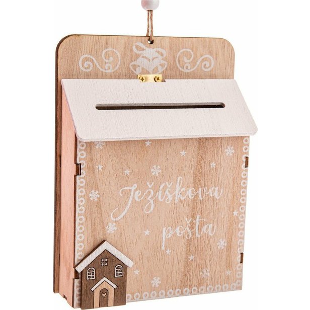 Dřevěná závěsná dopisní schránka Ježíškova pošta 17x12,5 cm
