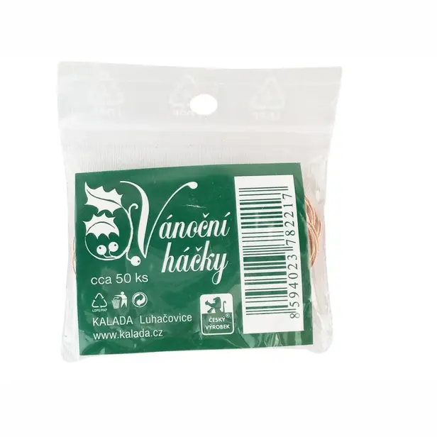 Vánoční háček dlouhý měděný 50 ks
