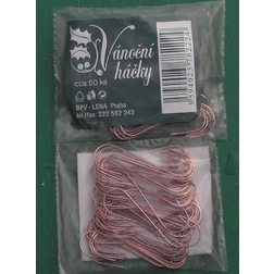 Vánoční háček dlouhý měděný 50 ks