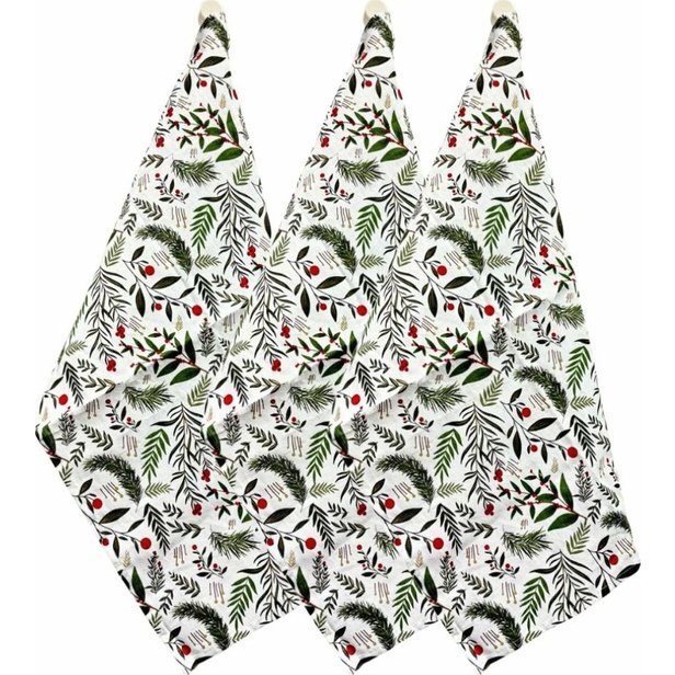 Utěrky s vánočním motivem ČERVENÉ JMELÍ 70x50 cm 3 ks