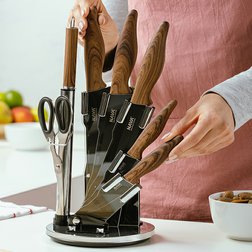 Sada nožů s blokem NAVA BLACK – 7 ks + nůžky