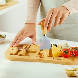 Bambusové prkénko na sýry NAVA Terrestrial 33 cm + 3 nože