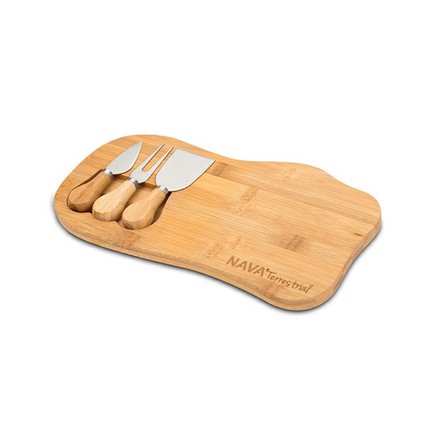 Bambusové prkénko na sýry NAVA Terrestrial 33 cm + 3 nože