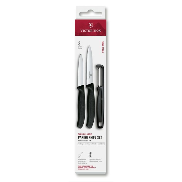 Třídílná sada nožů se škrabkou Victorinox černá 6.7113.33