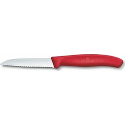 Kuchyňský nůž loupací Victorinox vlnitý špičatý červený 8 cm