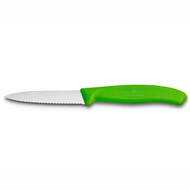 Kuchyňský nůž Victorinox vlnitý špičatý zelený 8 cm