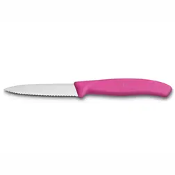 Kuchyňský nůž Victorinox vlnitý špičatý růžový 8 cm