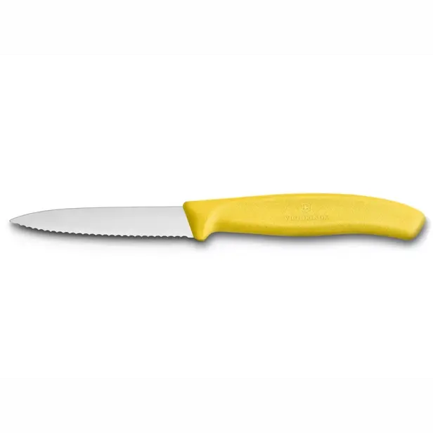 Kuchyňský nůž Victorinox vlnitý špičatý žlutý 8 cm