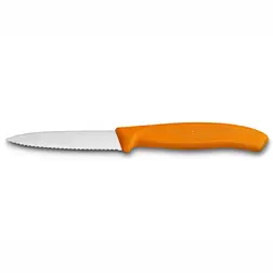 Kuchyňský nůž Victorinox vlnitý špičatý oranžový 8 cm