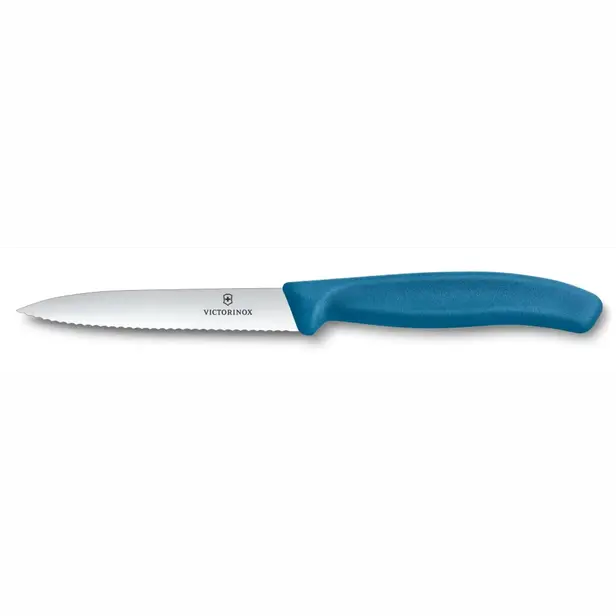 Kuchyňský nůž Victorinox vlnitý špičatý modrý 10 cm