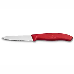 Kuchyňský nůž na zeleninu Victorinox 8 cm červený vlnitý