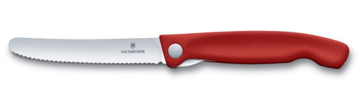 VICTORINOX SWISS CLASSIC SKLÁDACÍ SVAČINOVÝ NŮŽ, ČERVENÝ, VLNKOVÉ OSTŘÍ