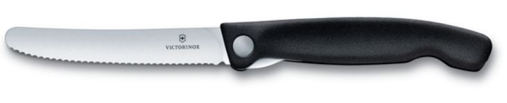 Victorinox skládací svačinový nůž Swiss Classic, černý, vlnité ostří