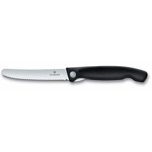 Skládací svačinový nůž Swiss Classic, černý, vlnité ostří