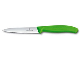 Kuchyňský nůž Victorinox vlnitý špičatý zelený