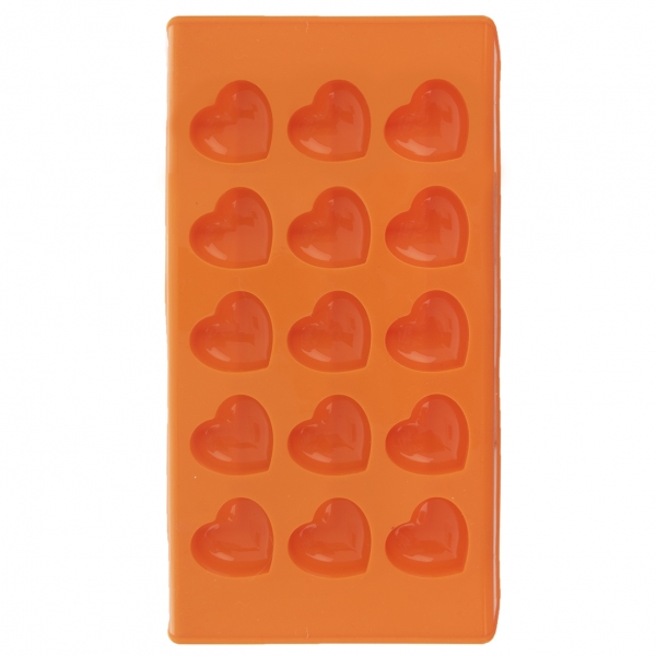Silikonové formičky na čokoládu srdce 15 ks, oranžová