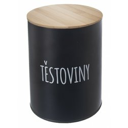 Dóza na těstoviny BLACK plech/bambus 13 cm