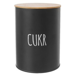 Orion dóza na cukr BLACK plech/bambus 11 cm