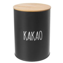 Dóza na kakao BLACK plech/bambus pr. 11 cm