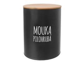 Orion dóza na polohrubou mouku BLACK plech/bambus 13 cm