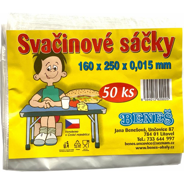 Mikrotenové svačinové sáčky 16x25 cm 50 ks