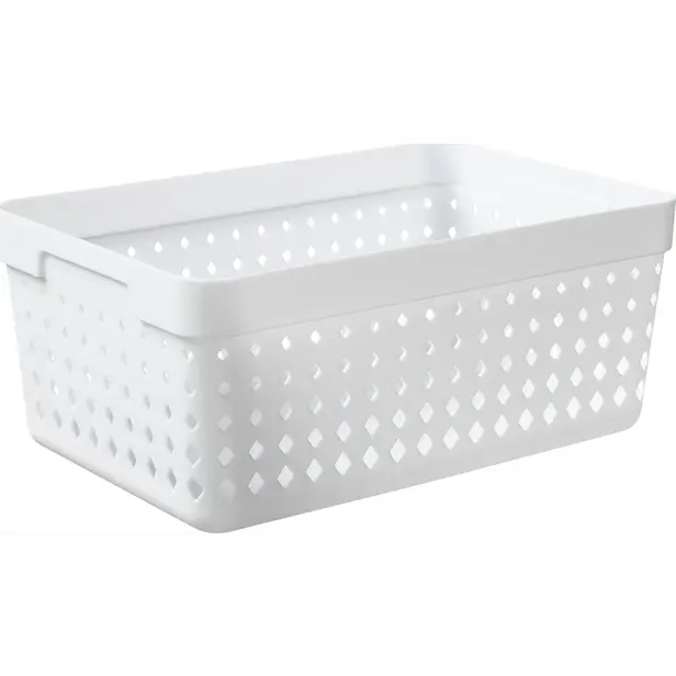 Plastový košík SEOUL XL organizér 24 × 16 × 10 cm bílý