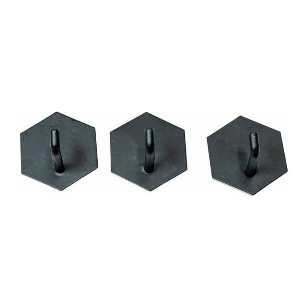 Kovový samolepicí háček šestihran černý 3 ks