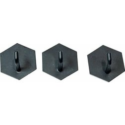 Kovový samolepicí háček šestihran černý 3 ks