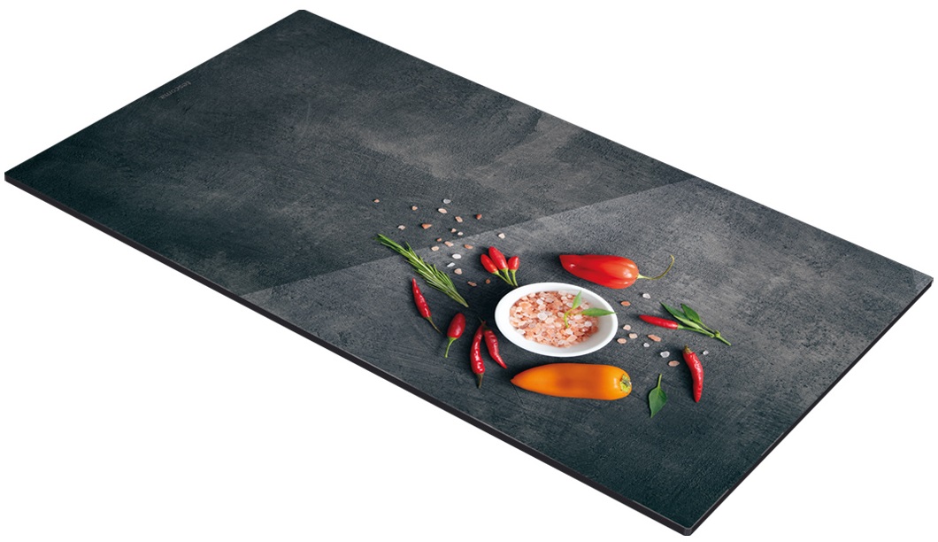 Skleněná odkládací deska na sporák ONLINE 30 x 52 cm, sůl a chilli