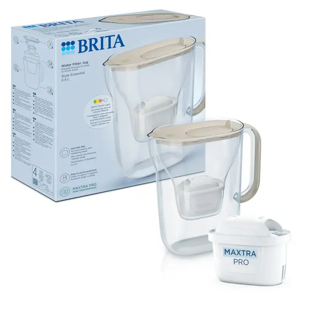 Filtrační konvice Brita Style Essential 2,4 l, písková s 1 filtrem Maxtra Pro Pure Performance