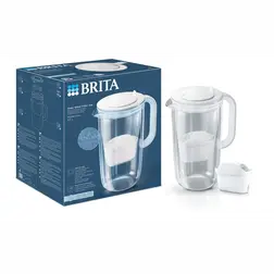 Skleněná filtrační konvice Brita Glass Jug, 2,5 l, světle modrá s 1 vodním filtrem Brita Maxtra Pro Pure Performance