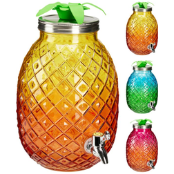Skleněná nápojová láhev s kohoutem ANANAS 4,5 l