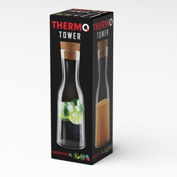 Skleněná karafa s korkovou zátkou Thermo tower 1 l