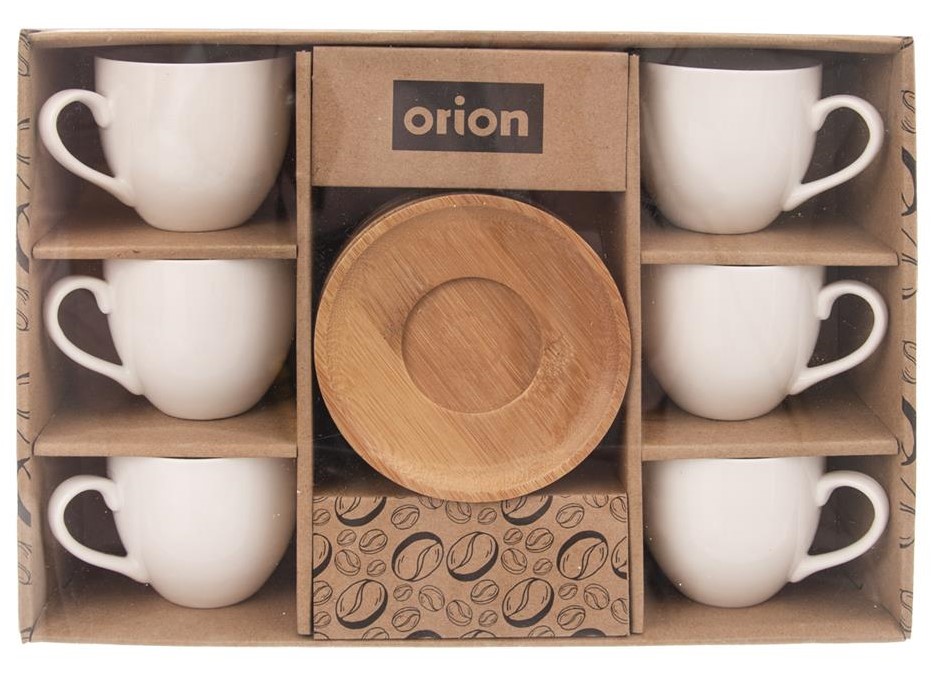 Orion Hrnek porcelánový + podšálek WHITELINE 6 x 140 ml