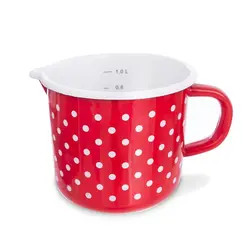 Smaltovaný hrnek Orion TEČKA 1,2 l červený s bílými puntíky s výlevkou