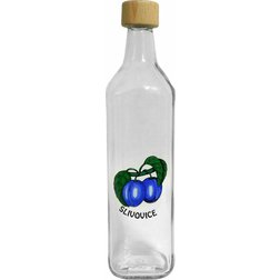 Skleněná láhev Vierkant s dekorem švestky 0,7 l hranatá