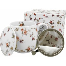 Porcelánový hrnek Romantic Safa se sítkem a víčkem 430 ml