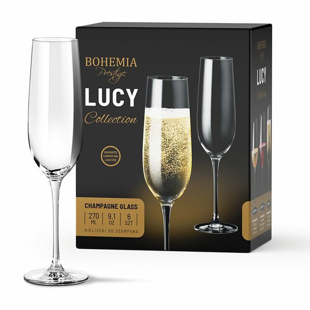 Sklenice na šampašnké Bohemia Prestige Lucy 270 ml 6 ks