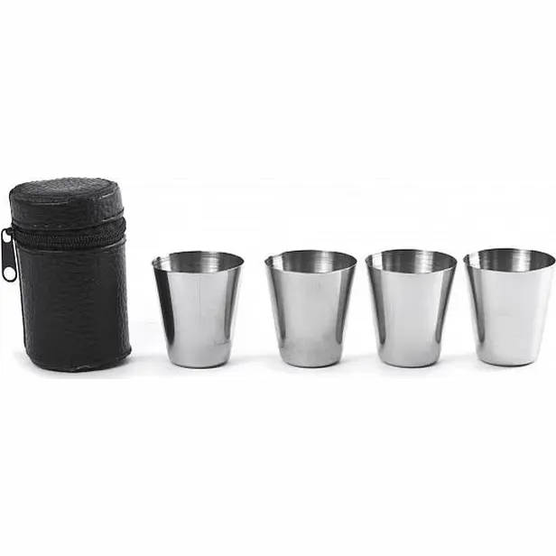 Cestovní nerezové panáky 25 ml 4 ks v pouzdře