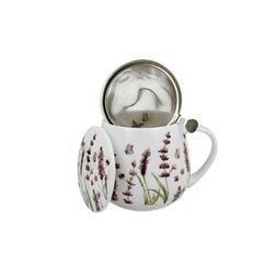 Porcelánový hrnek LEVANDULE se sítkem a víčkem 430 ml