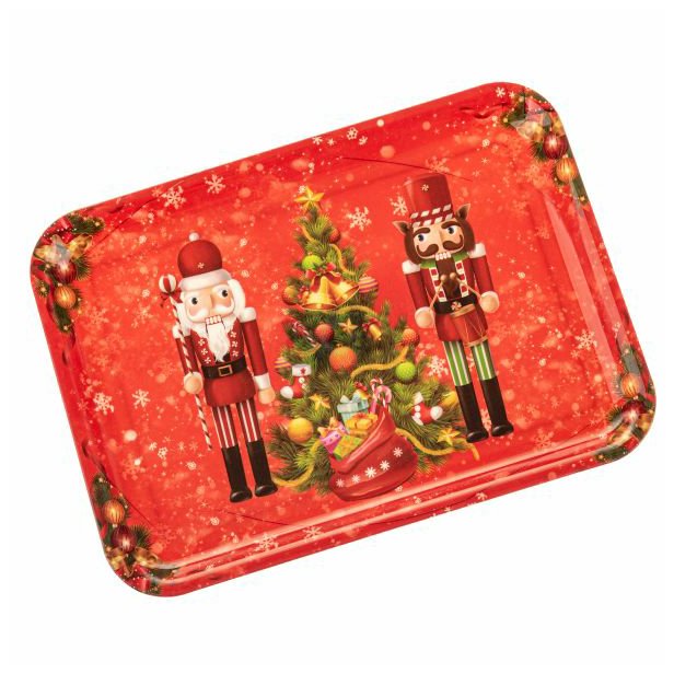 Vánoční plastový podnos FIGURKY SE STROMKEM 28x20 cm