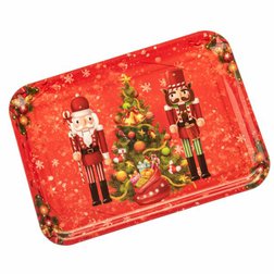Vánoční plastový podnos FIGURKY SE STROMKEM 28x20 cm