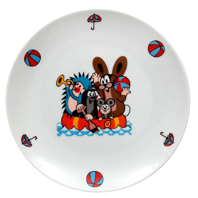 Dětský porcelánový mělký talíř 21 cm KRTEČEK a člun
