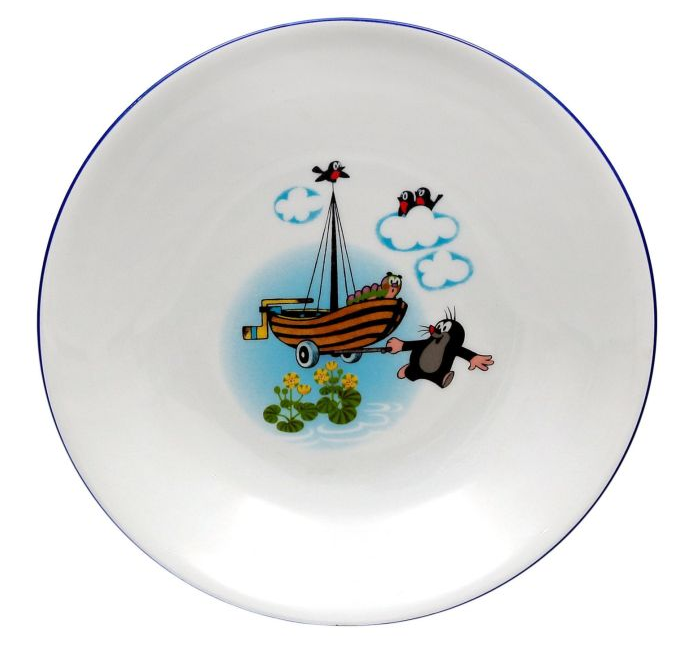 Dětský porcelánový hluboký talíř 20 cm KRTEČEK a loďka